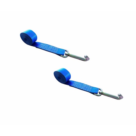 Tie 4 Safe 2" x 10' Lasso Strap w/ Mini J Hook for Towing Wrecker Trailer Tie Down, 2PK TWS65-5210-J-BU-2